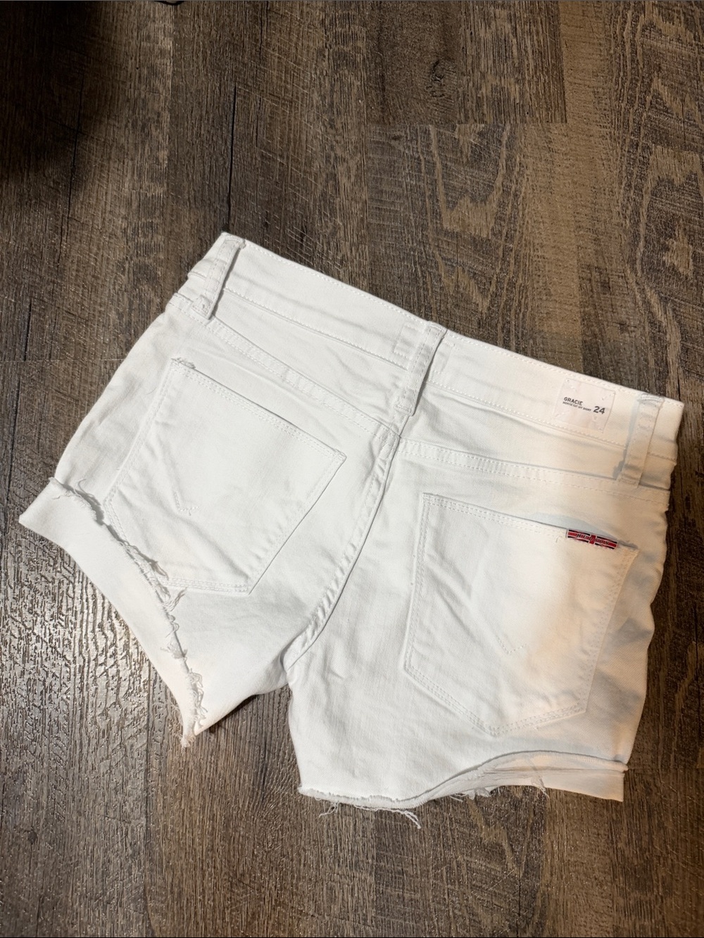 Hudson Jeans White Denim Cutoff Shorts with Frayed Hem
